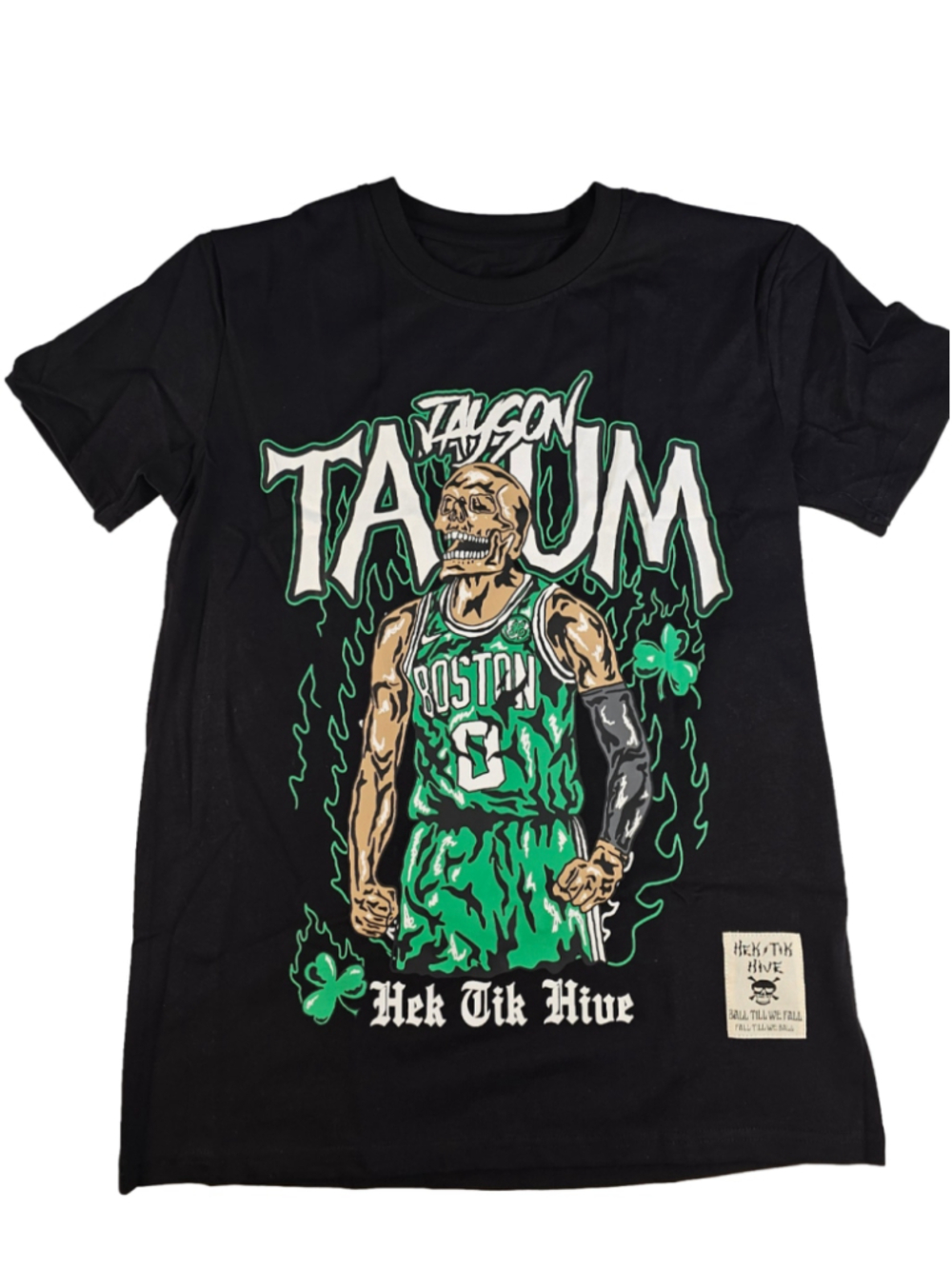 Jayson Tatum Celtics Skeleton Graphic Tee Hek Tik Hive Black S/M Double Sided